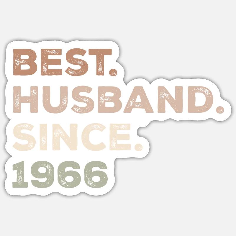 Bester Ehemann seit 1966 Jubiläumsgeschenk Sticker Größe S (10 x 10 cm)