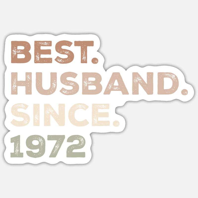 Bester Ehemann seit 1972 Jubiläumsgeschenk Sticker Größe S (10 x 10 cm)