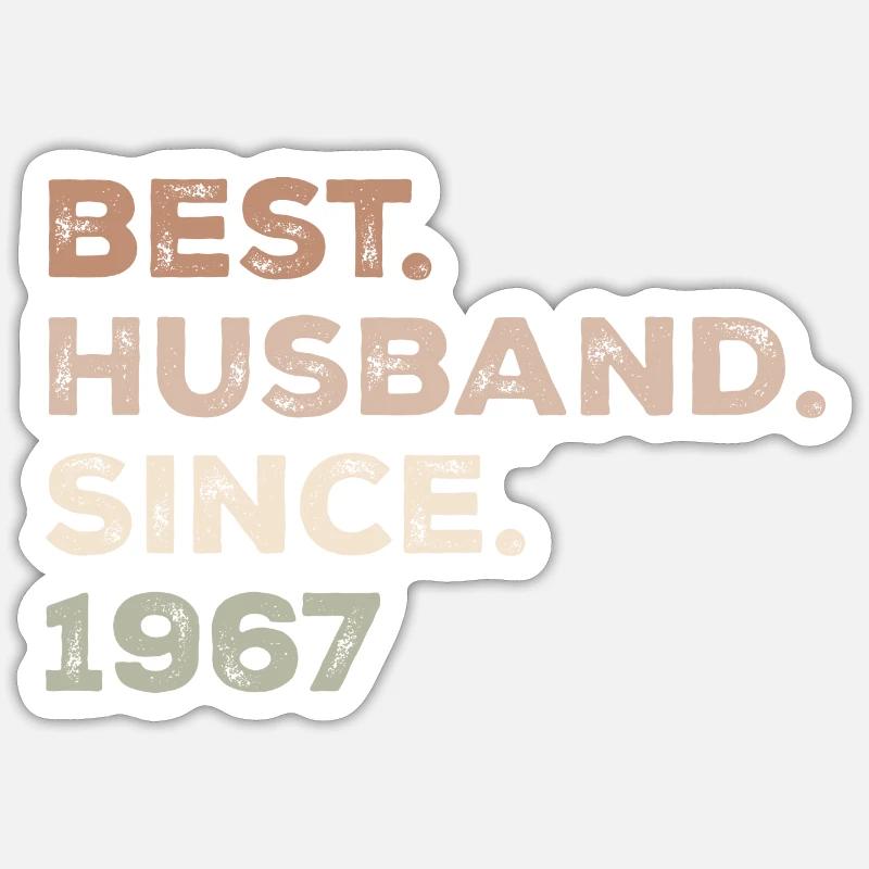 Bester Ehemann seit 1967 Jubiläumsgeschenk Sticker Größe S (10 x 10 cm)
