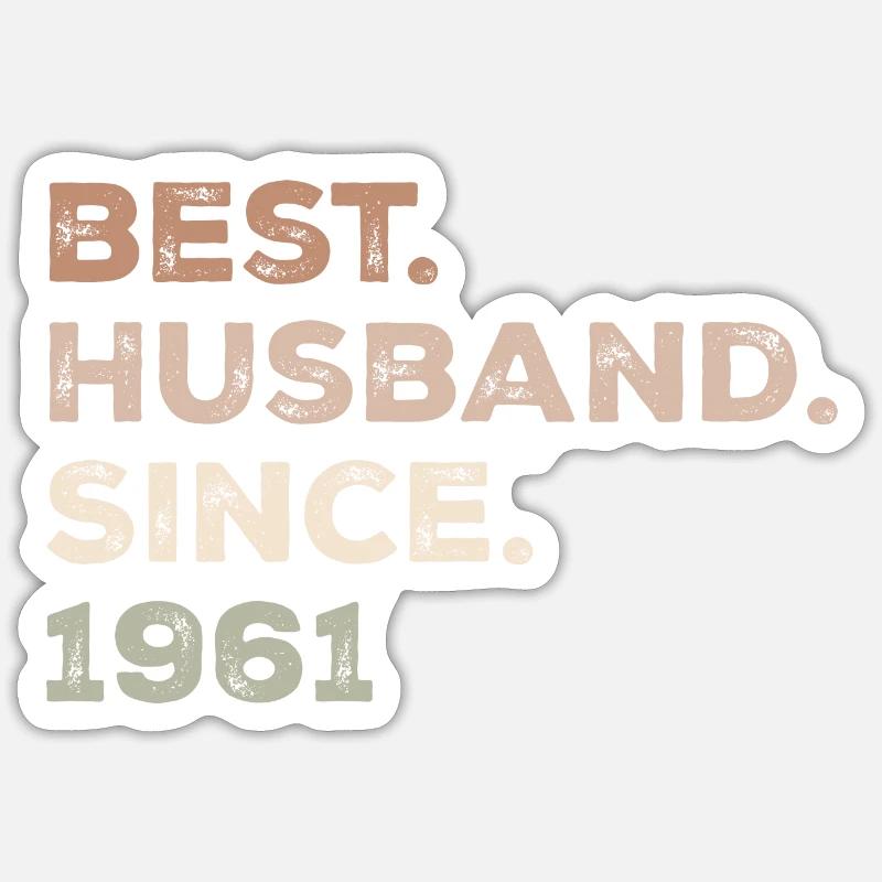 Bester Ehemann seit 1961 Jubiläumsgeschenk Sticker Größe S (10 x 10 cm)