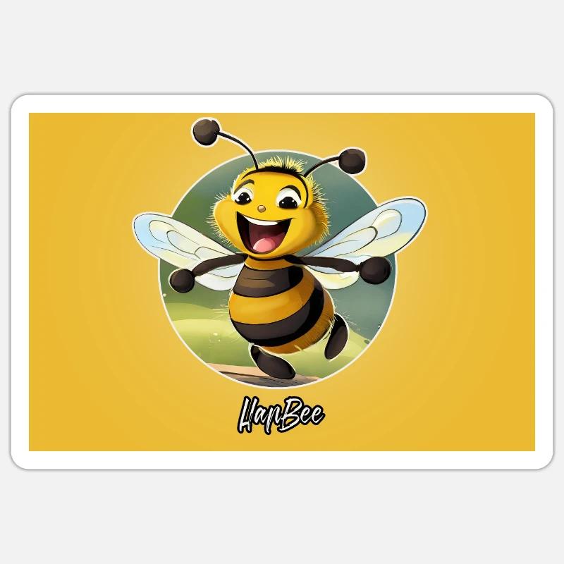 Jeu de mots expression ambiguë – HapBee (Abeille heureuse) Sticker taille S (10 x 10 cm)