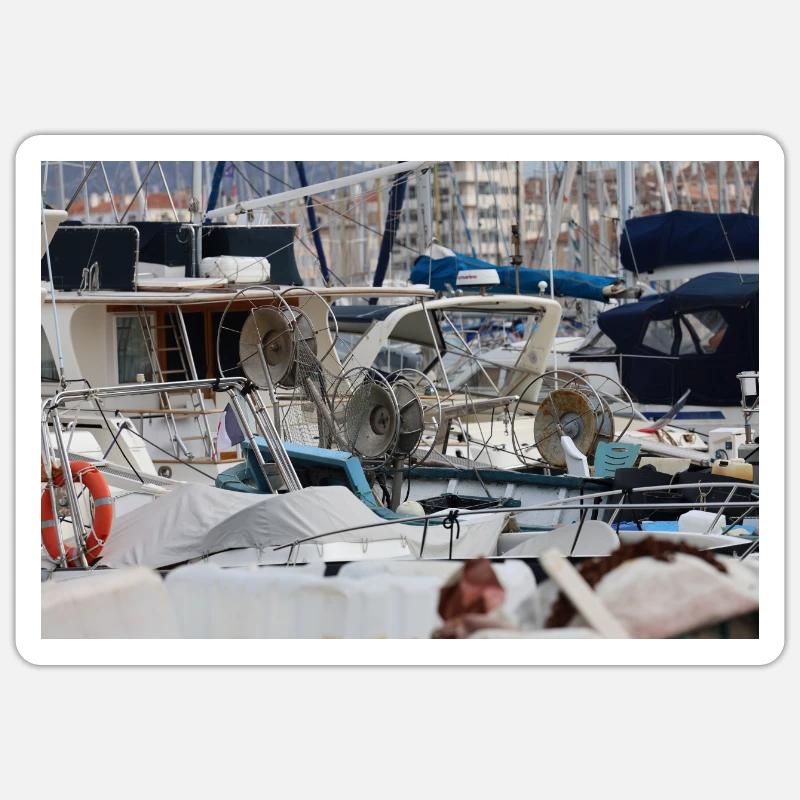 Bateaux de pêche - Sticker taille S (10 x 10 cm) - blanc mat