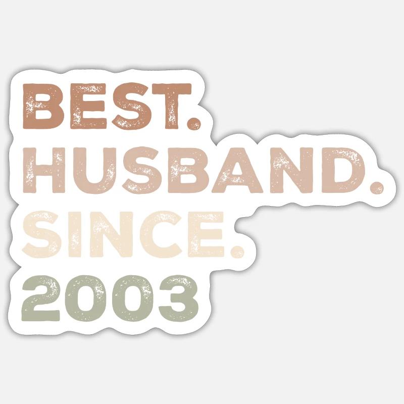 Bester Ehemann seit 2003 Geburtstagsgeschenk - Sticker Größe S (10 x 10 cm) - Mattweiß