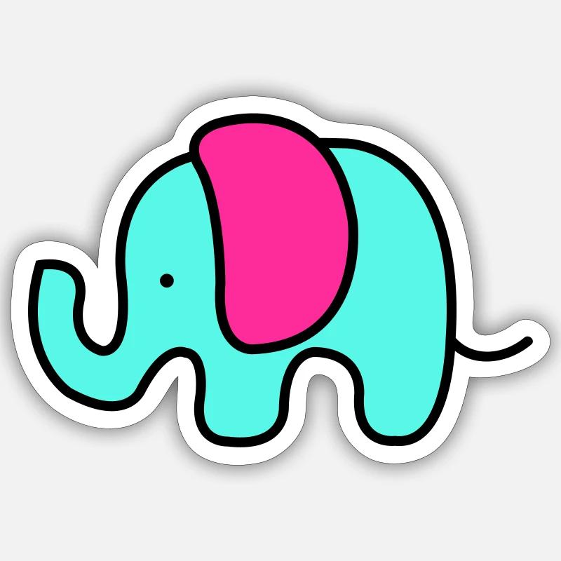 Bébé éléphant - Sticker taille S (10 x 10 cm) - blanc mat