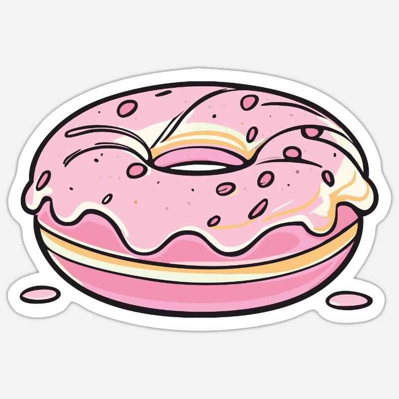 Donut - pink - Sticker size S (10 x 10 cm) - white matte
