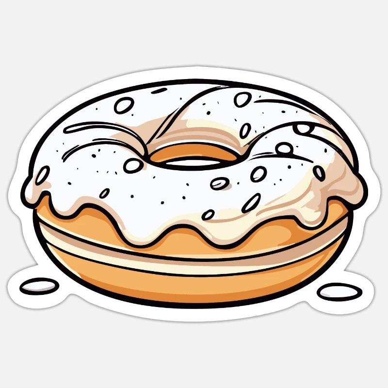 Beignet - Sticker taille S (10 x 10 cm) - blanc mat