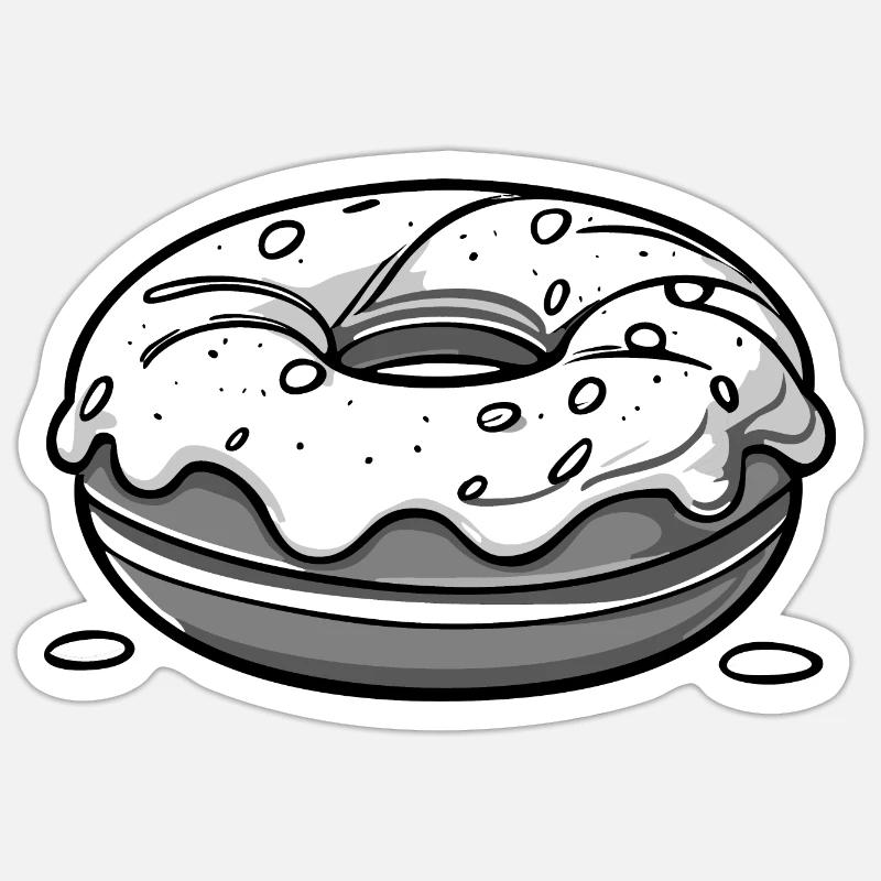Donut - black - Sticker Größe S (10 x 10 cm) - Mattweiß