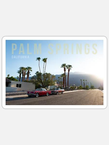 Palm Springs Muscle Cars - Sticker Größe S (10 x 10 cm) - Mattweiß