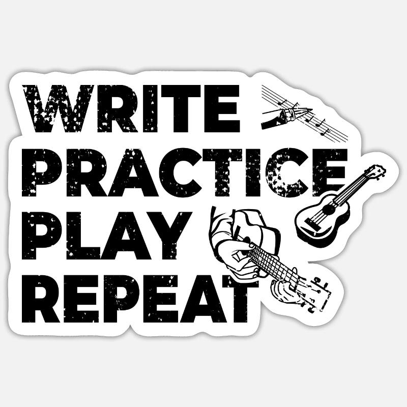 Writing, practicing, playing, repeating - Sticker size S (10 x 10 cm) - white matte