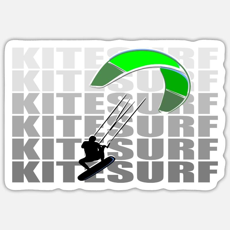 Kitesurf - Sticker taille S (10 x 10 cm) - blanc mat