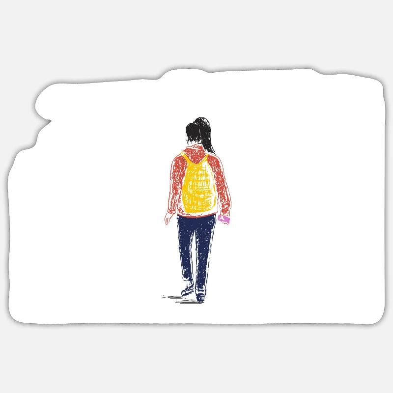 Fille seule - Sticker taille S (10 x 10 cm) - blanc mat