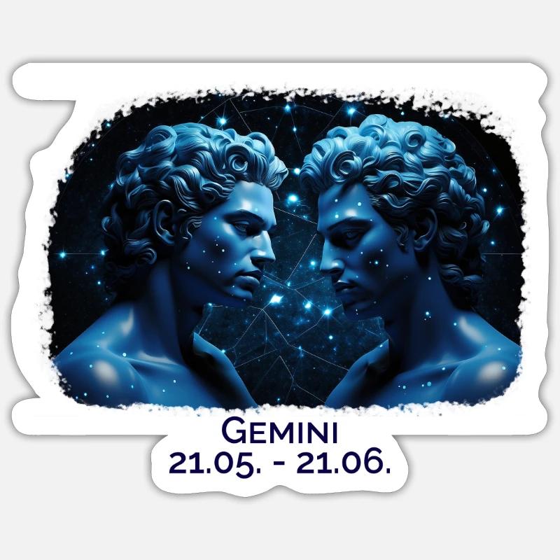 Sternzeichen Zwilling M Datum - Sticker Größe S (10 x 10 cm) - Mattweiß