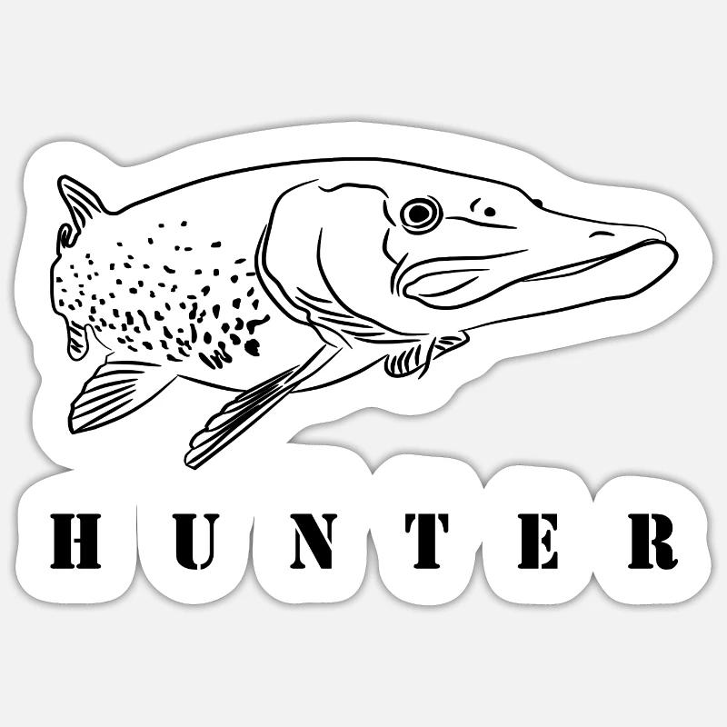 Hecht - Sticker Größe S (10 x 10 cm) - Mattweiß