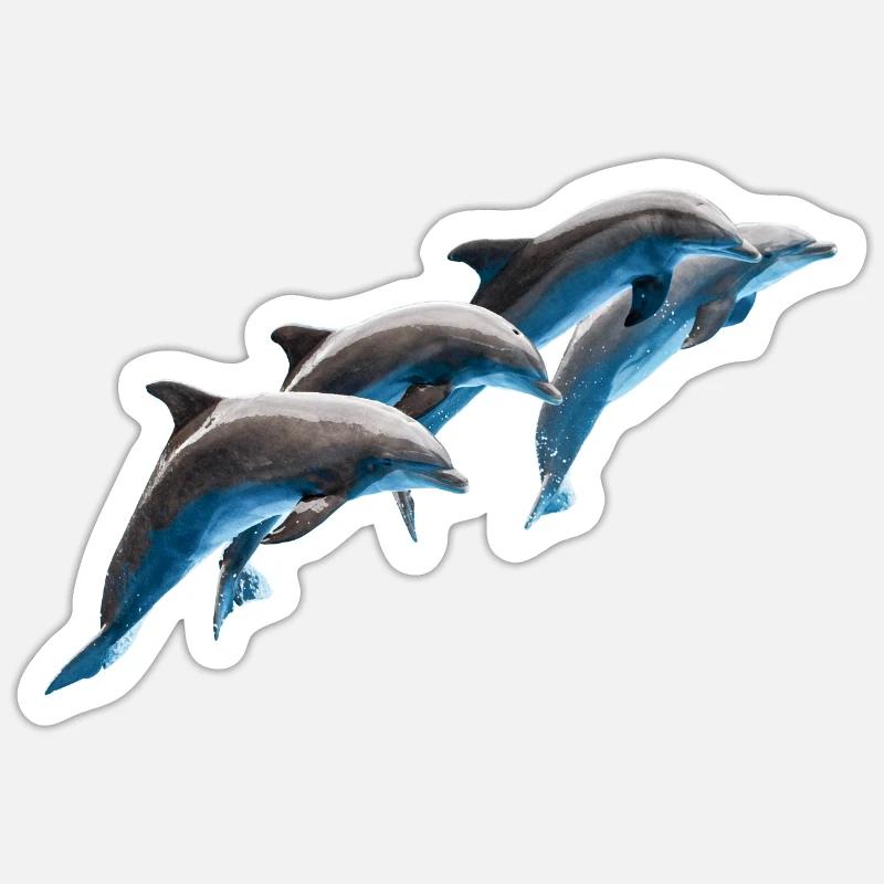 Dolphins Group Jumping, Natural Sticker size S (10 x 10 cm)