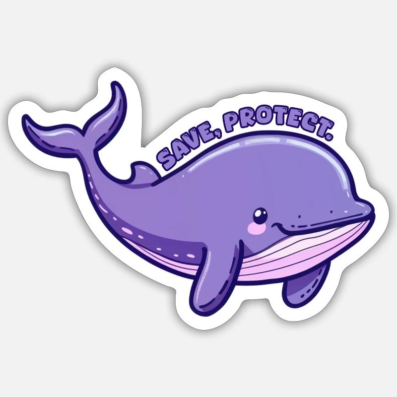 Save Protect - Baleine violette - Sticker - Sticker taille S (10 x 10 cm) - blanc mat