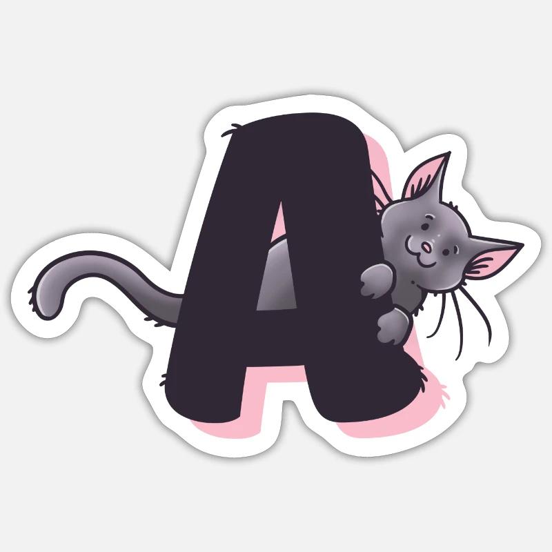 Cat Letter A - Sticker size S (10 x 10 cm) - white matte