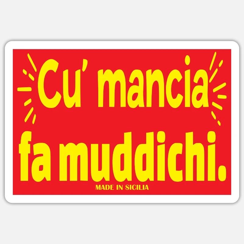 Sticker Sicile Proverbe Sicilien Cu Tipcia Fa - Sticker taille S (10 x 10 cm) - blanc mat