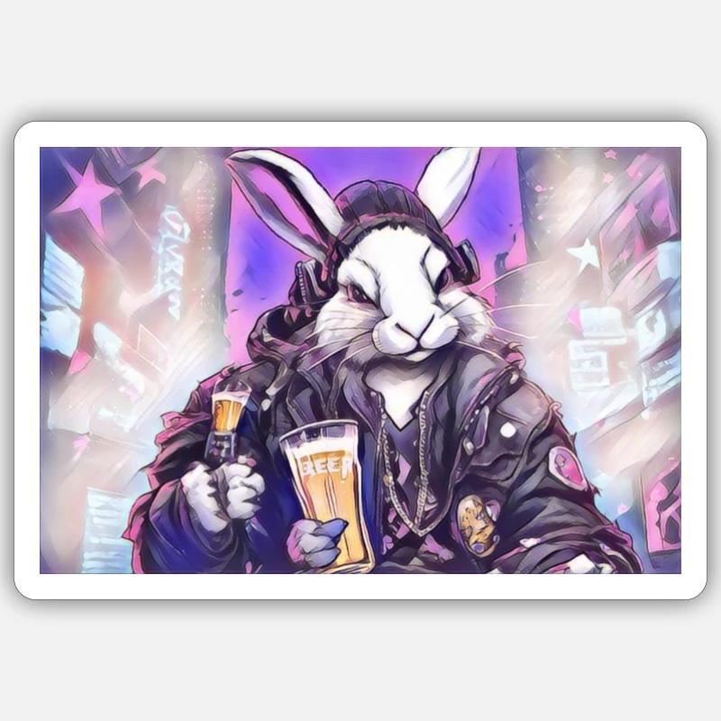 CPunk-Hase Sticker Größe S (10 x 10 cm)