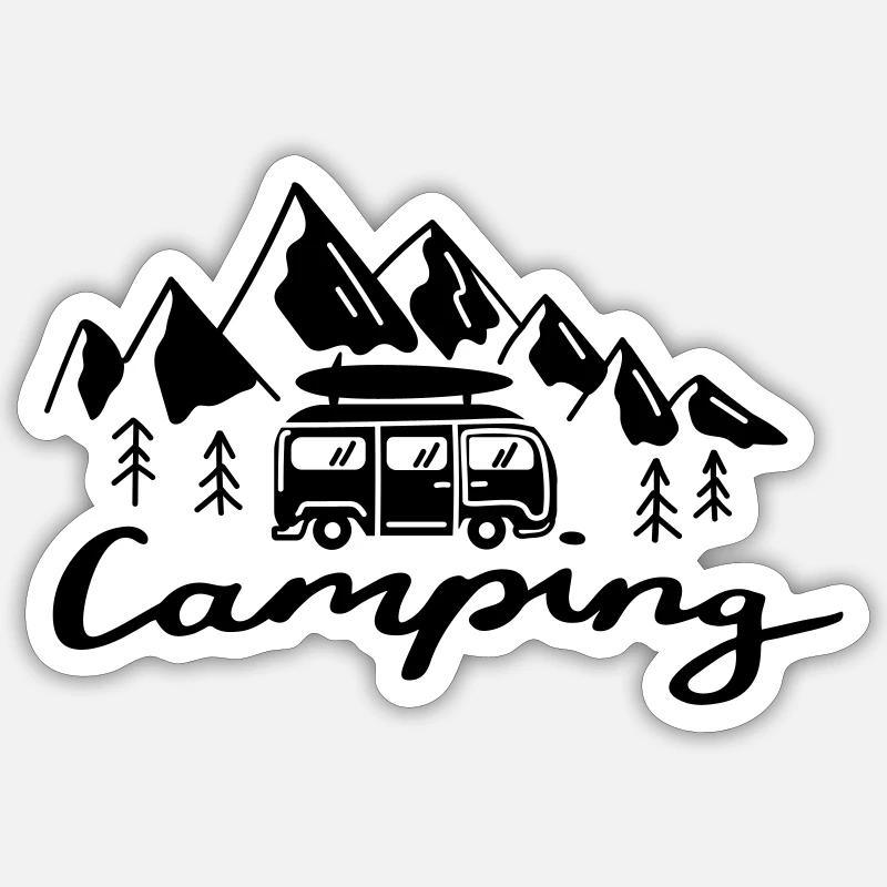 Mountain Cruiser Tee - Camper - Sticker Größe S (10 x 10 cm) - Mattweiß