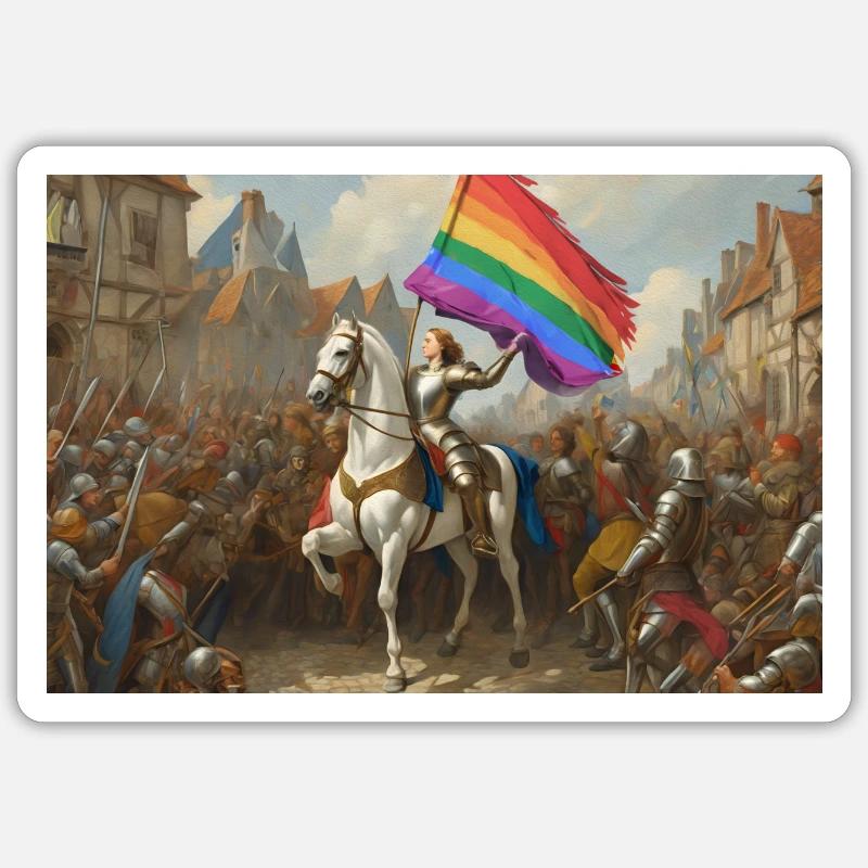 Pride Flag x Jeanne d'Arc - Sticker size S (10 x 10 cm) - white matte