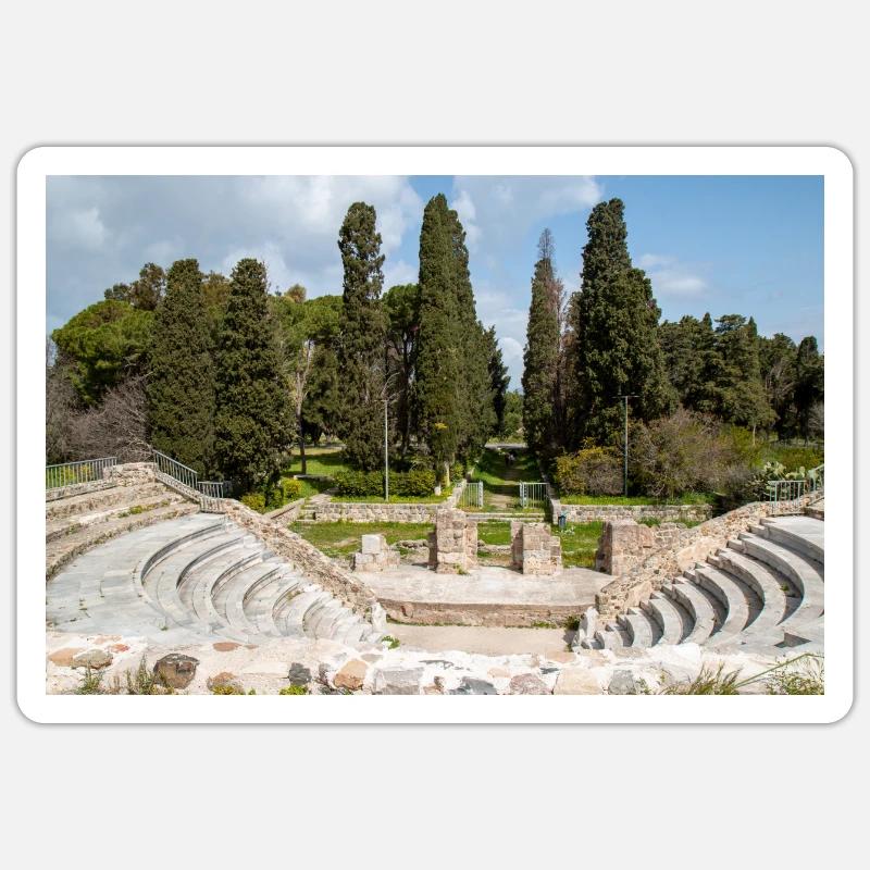 ruines de l’Odéon romain de la ville de Kos Île de Kos Sud - Sticker taille S (10 x 10 cm) - blanc mat