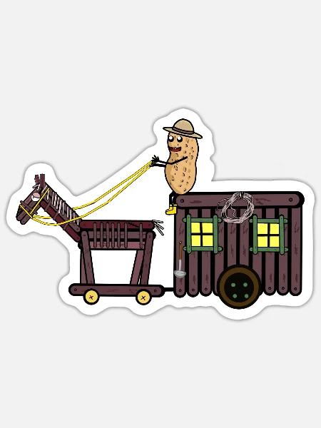 Erdnuss Abenteuer Reise Pferd Kutsche Pferde - Sticker Größe S (10 x 10 cm) - Mattweiß