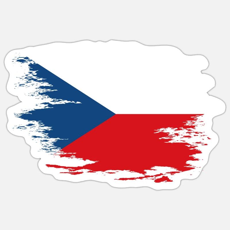 Drapeau de la République tchèque utilisé design Sticker taille S (10 x 10 cm)