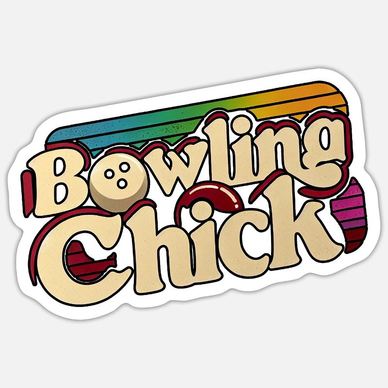 Bowling Chick 18 - Sticker Größe S (10 x 10 cm) - Mattweiß