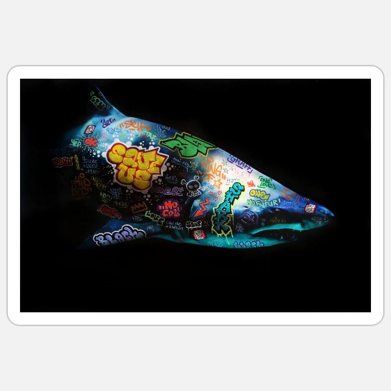 Graffiti Requin by Blach® - Sticker size S (10 x 10 cm) - white matte
