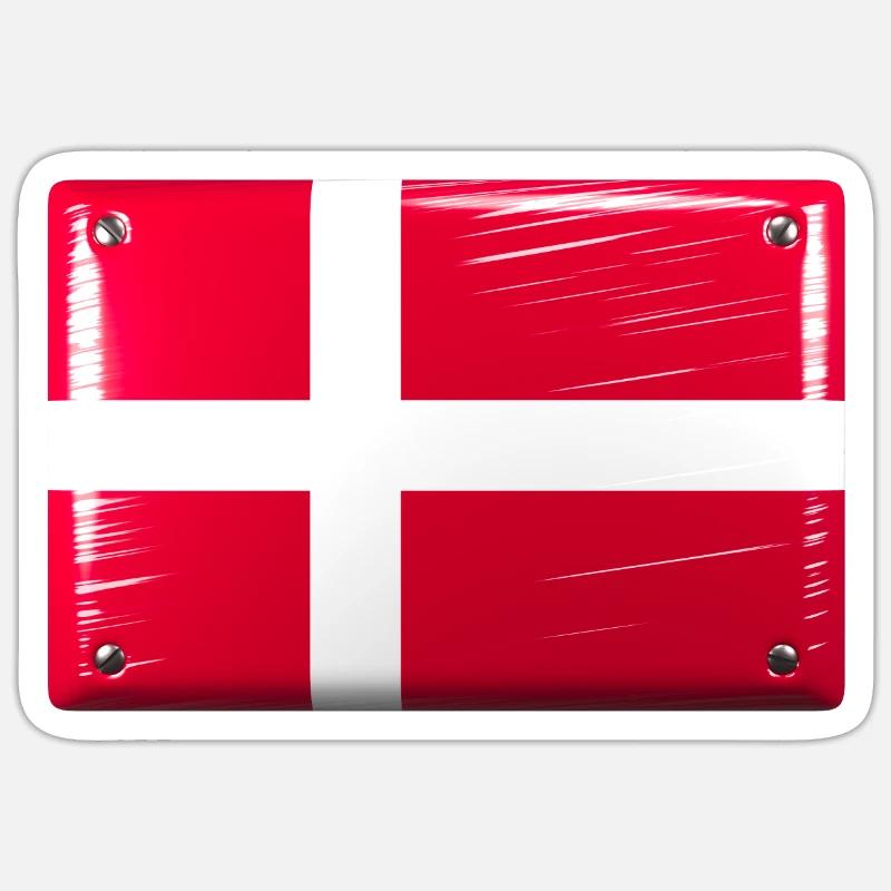 Drapeau du Danemark Drapeau Dannebrog Tin Sign Look Sticker taille S (10 x 10 cm)