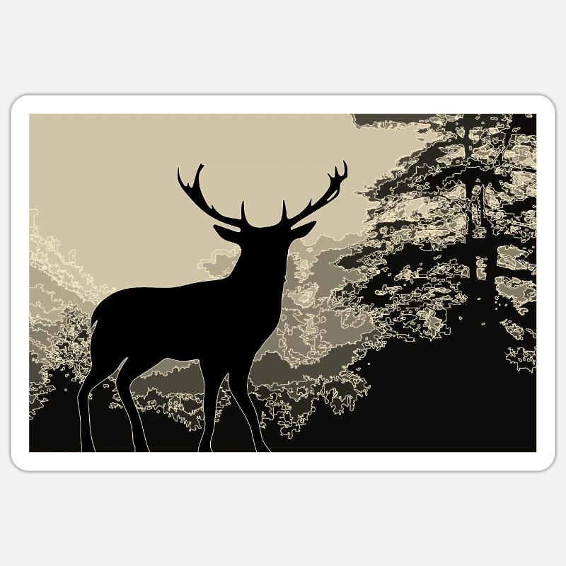 Hirsch - Sticker Größe S (10 x 10 cm) - Mattweiß
