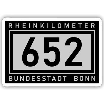 Rhine kilometre 652 Federal City of Bonn - Sticker size S (10 x 10 cm) - white matte - Front