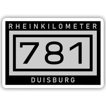 Rheinkilometer 781 Duisburg - Sticker Größe S (10 x 10 cm) - Mattweiß - Vorne