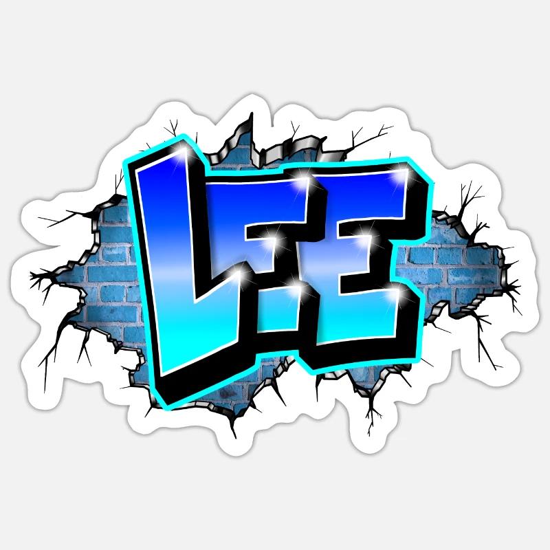 Graffiti LEE Blue Brick Risse - Sticker Größe S (10 x 10 cm) - Mattweiß