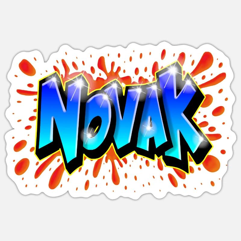 Graffiti NOVAK Splash Rot Kind Geschenk - Sticker Größe S (10 x 10 cm) - Mattweiß