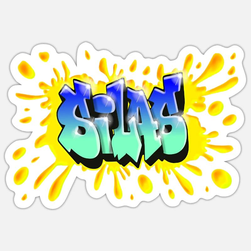 Graffiti SILAS NAME GESCHENK GEBURTSTAG GEBURT Sticker Größe S (10 x 10 cm)