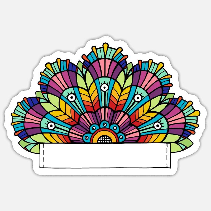 Fleur de poche « Kaléidoscope » - Sticker taille S (10 x 10 cm) - blanc mat