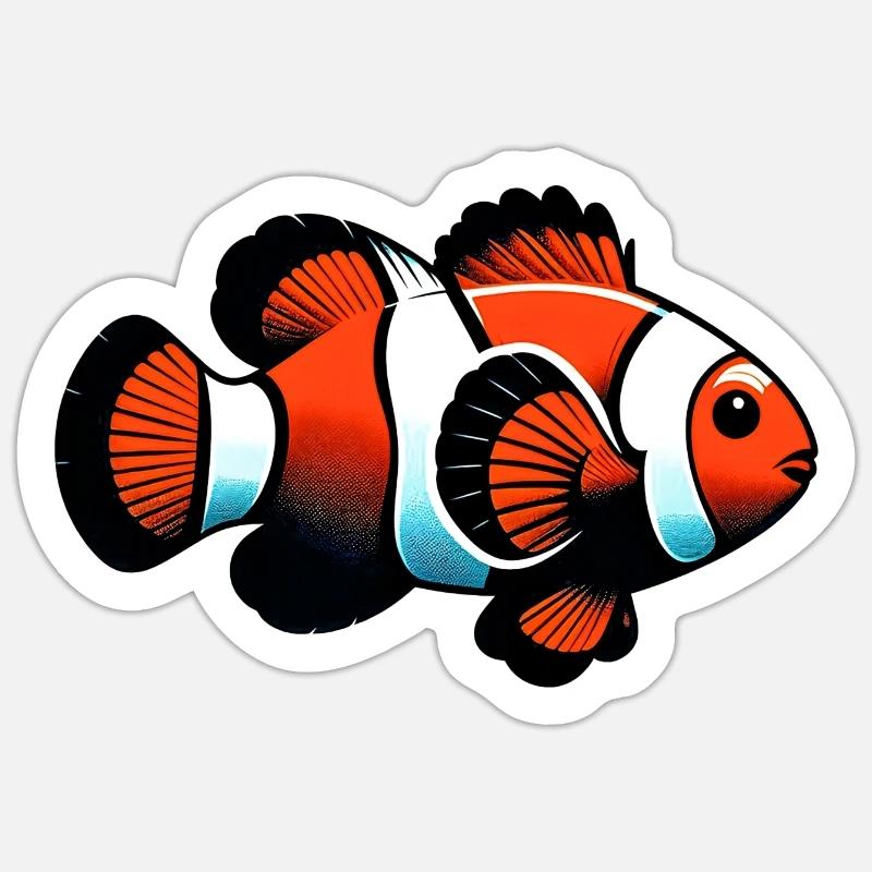 Poisson-clown - Sticker taille S (10 x 10 cm) - blanc mat