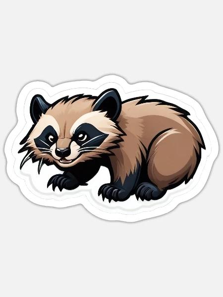 Vielfraß Baby Skandinavien Wildtier Sticker Järv - Sticker Größe S (10 x 10 cm) - Mattweiß