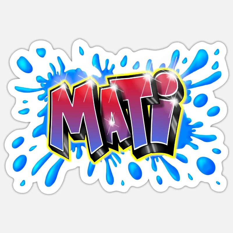Mati graffiti printable on everything - Sticker size S (10 x 10 cm) - white matte