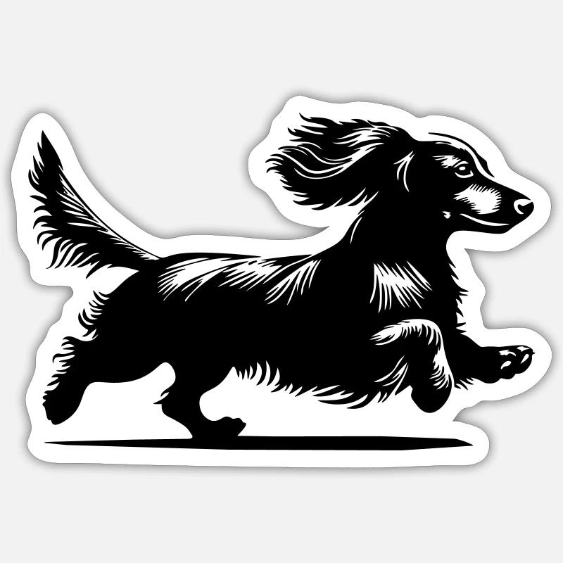 Teckel - Sticker taille S (10 x 10 cm) - blanc mat