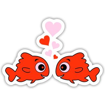 comic fische in love 2 - Sticker Größe S (10 x 10 cm) - Mattweiß - Vorne