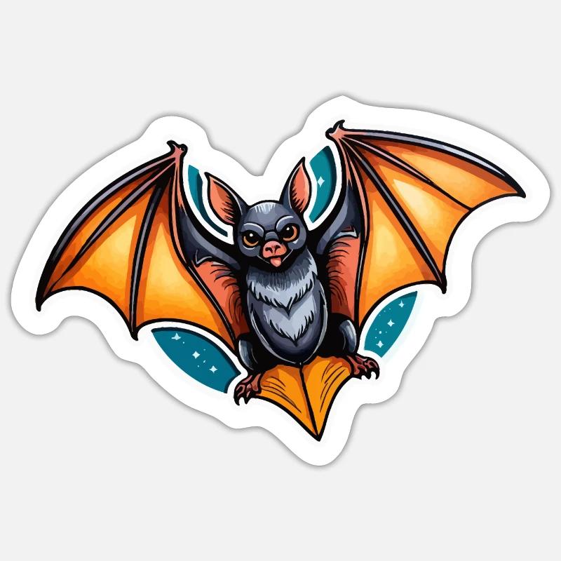 Fledermaus Neo Traditional - Sticker Größe S (10 x 10 cm) - Mattweiß