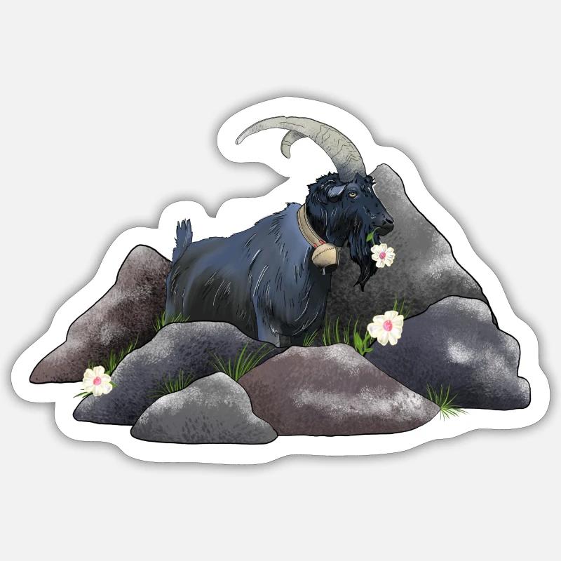Steinbock - Sticker Größe S (10 x 10 cm) - Mattweiß