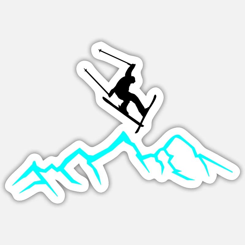 Skiers Mountains 02 - Sticker size S (10 x 10 cm) - white matte