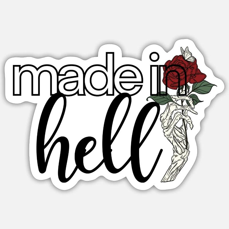 Made in Hell - Sticker size S (10 x 10 cm) - white matte