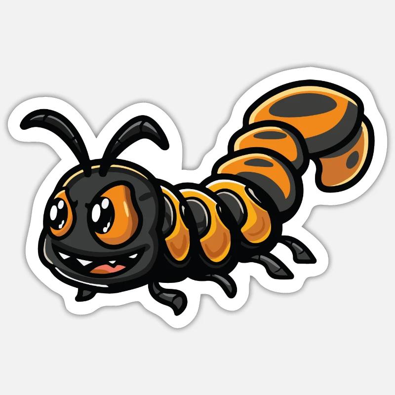 Mille-pattes - Sticker taille S (10 x 10 cm) - blanc mat
