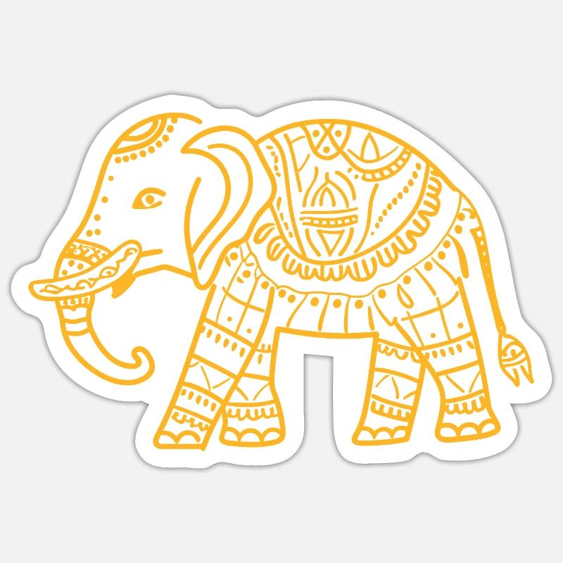 Éléphant MAndala - Sticker taille S (10 x 10 cm) - blanc mat