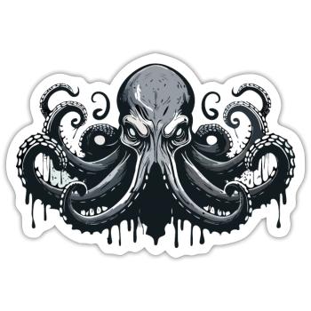 Cthulhu Lord and Savior Monster Horror T-Shirt - Sticker Größe S (10 x 10 cm) - Mattweiß - Vorne