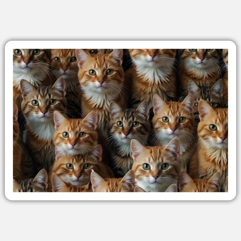 Happy Cats with smiling face Sticker Größe S (10 x 10 cm)